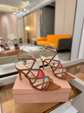 GIANVITO ROSSI 26S CROSS STRAP HEELS 85 MM IN BROWN SUEDE