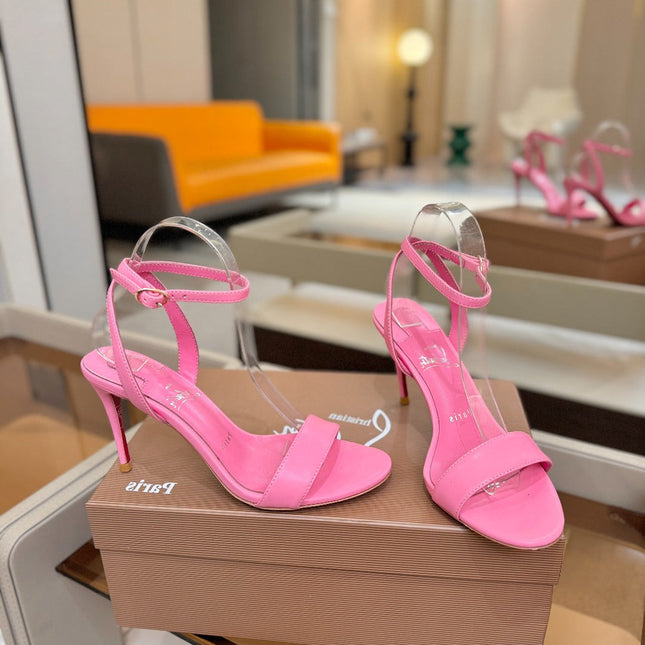 CHRISTIAN LOUBOUTIN 26S HEELED SANDALS 85 MM IN PINK CALFSKIN