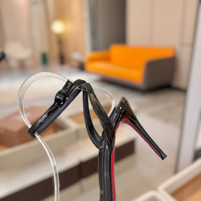 CHRISTIAN LOUBOUTIN 26S HEELED SANDALS 85 MM IN BLACK PATENT CALFSKIN