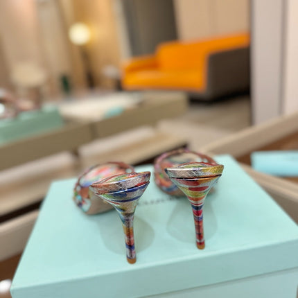 AQUAZZURA 26S TEQUILA HEELED SANDALS 85 MM IN MULTICOLOR SNAKESKIN
