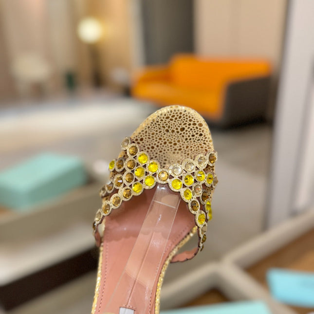 AQUAZZURA 26S STRAPPY HIGH HEELS 105 MM IN GOLD METALLIC TEXTURED LEATHER