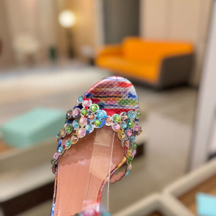 AQUAZZURA 26S STRAPPY HIGH HEELS 105 MM IN MULTICOLOR SNAKESKIN