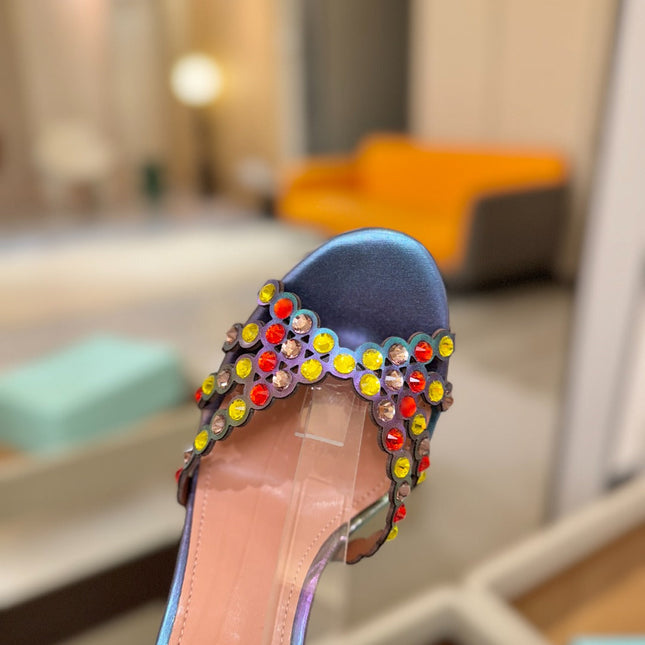 AQUAZZURA 26S STRAPPY HIGH HEELS 105 MM IN METALLIC LAMBSKIN