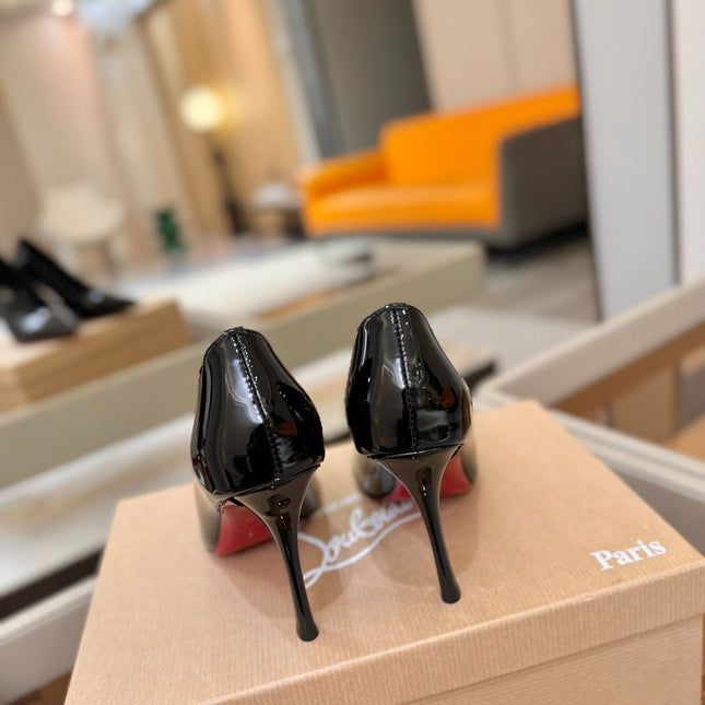 CHRISTIAN LOUBOUTIN 26S POINTED-TOE PUMPS 105 MM IN BLACK PATENT CALFSKIN