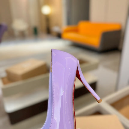 CHRISTIAN LOUBOUTIN 26S POINTED-TOE PUMPS 105 MM IN LIGHT PURPLE PATENT CALFSKIN