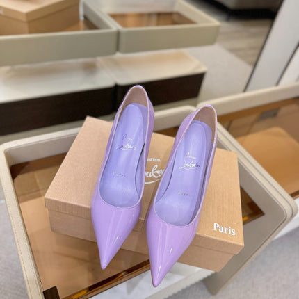 CHRISTIAN LOUBOUTIN 26S POINTED-TOE PUMPS 105 MM IN LIGHT PURPLE PATENT CALFSKIN