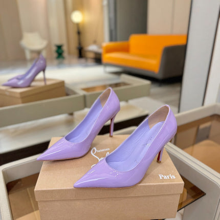 CHRISTIAN LOUBOUTIN 26S POINTED-TOE PUMPS 105 MM IN LIGHT PURPLE PATENT CALFSKIN