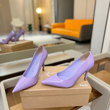 CHRISTIAN LOUBOUTIN 26S POINTED-TOE PUMPS 105 MM IN LIGHT PURPLE PATENT CALFSKIN