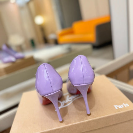 CHRISTIAN LOUBOUTIN 26S POINTED-TOE PUMPS 105 MM IN LIGHT PURPLE PATENT CALFSKIN