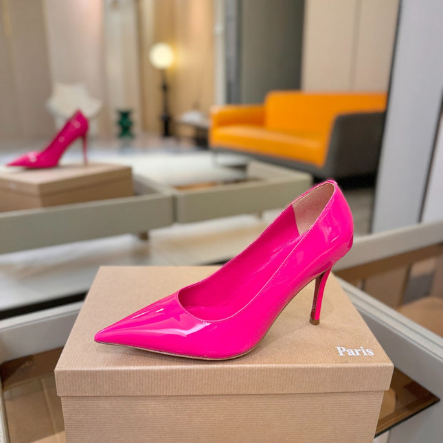 CHRISTIAN LOUBOUTIN 26S POINTED-TOE PUMPS 105 MM IN DARK PINK PATENT CALFSKIN