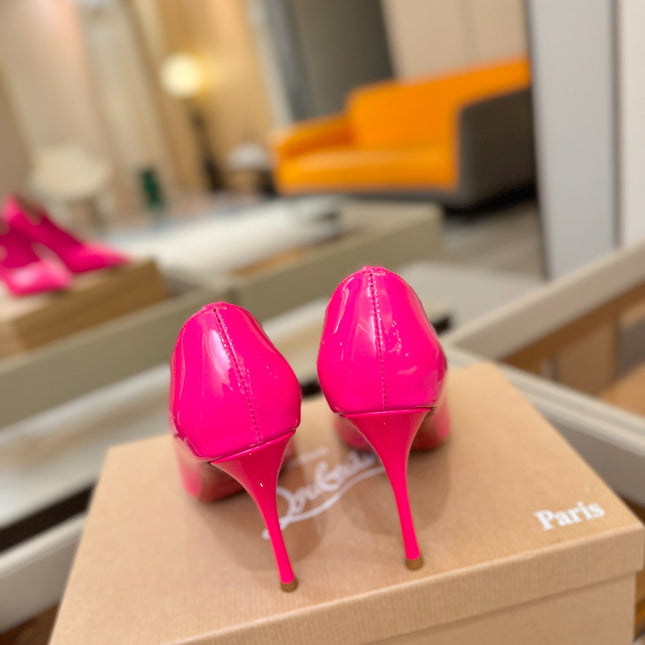 CHRISTIAN LOUBOUTIN 26S POINTED-TOE PUMPS 105 MM IN DARK PINK PATENT CALFSKIN
