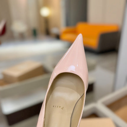 CHRISTIAN LOUBOUTIN 26S POINTED-TOE PUMPS 105 MM IN NUDE PATENT CALFSKIN