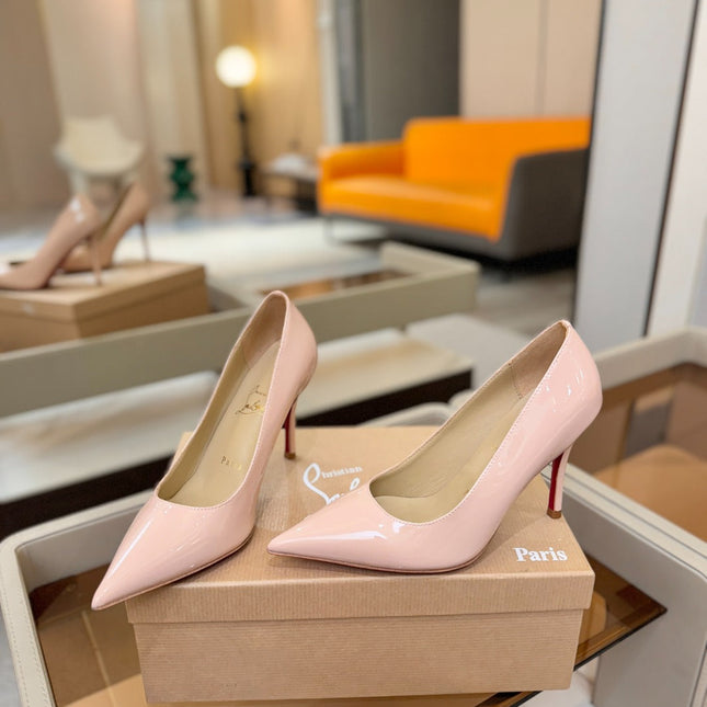 CHRISTIAN LOUBOUTIN 26S POINTED-TOE PUMPS 105 MM IN NUDE PATENT CALFSKIN