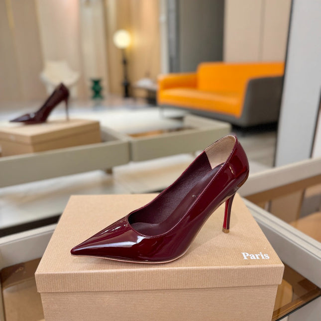 CHRISTIAN LOUBOUTIN 26S POINTED-TOE PUMPS 105 MM IN DARK RED PATENT CALFSKIN