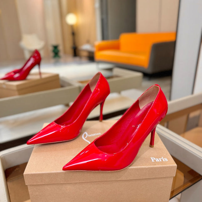 CHRISTIAN LOUBOUTIN 26S POINTED-TOE PUMPS 105 MM IN RED PATENT CALFSKIN