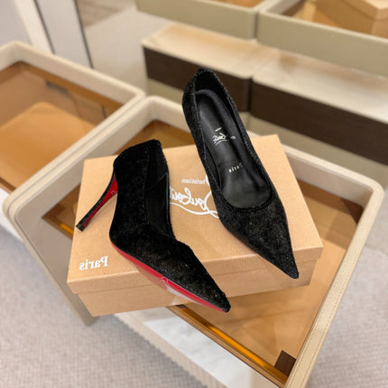 CHRISTIAN LOUBOUTIN 26S HIGH HEELS 105 MM IN BLACK VELVET GLITTER