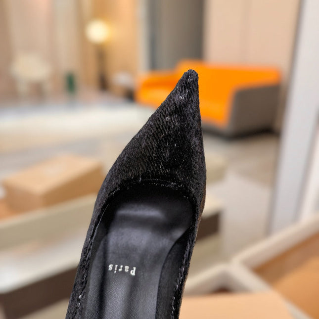 CHRISTIAN LOUBOUTIN 26S HIGH HEELS 105 MM IN BLACK VELVET GLITTER