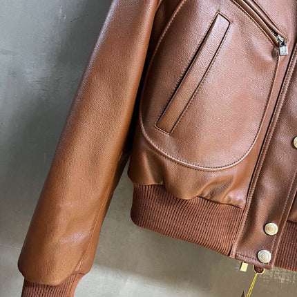 LP 26S BROWN LEATHER BOMBER JACKET 571