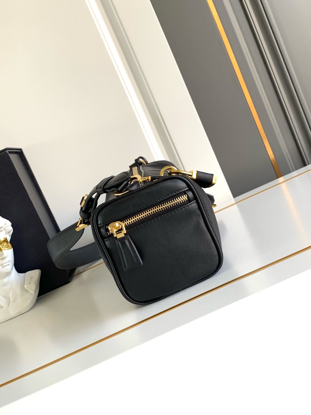 PRADA 26S SHOULDER BAG 27 IN BLACK NYLON