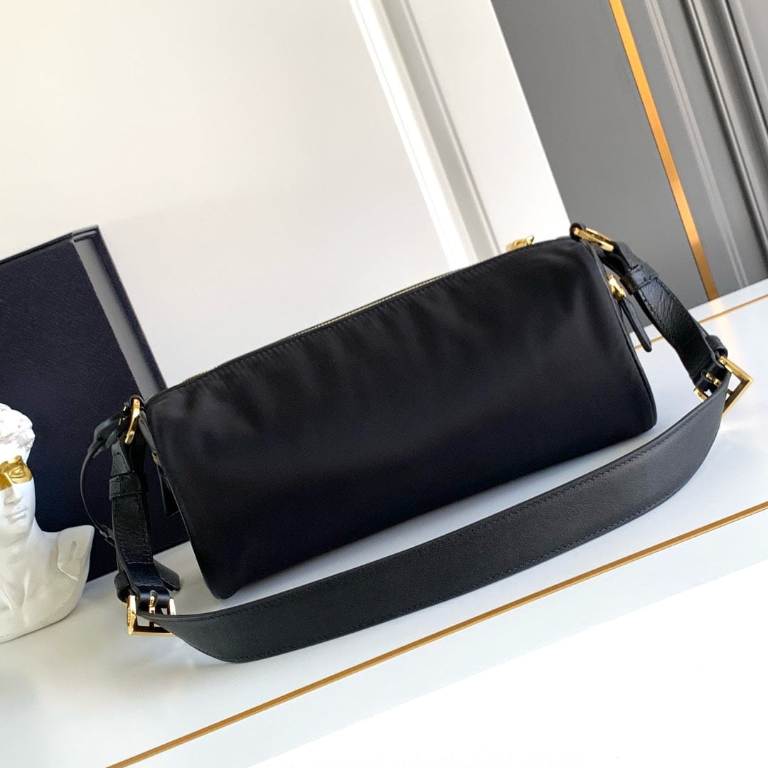 PRADA 26S SHOULDER BAG 27 IN BLACK NYLON