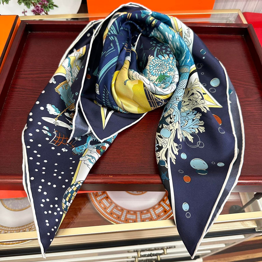 HERMES 26S PRINTED SQUARE SCARF 90 IN SILK 312023