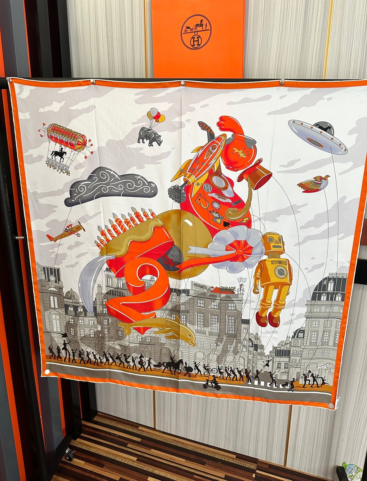 HERMES 26S PRINTED SQUARE SCARF 90 IN SILK 307339