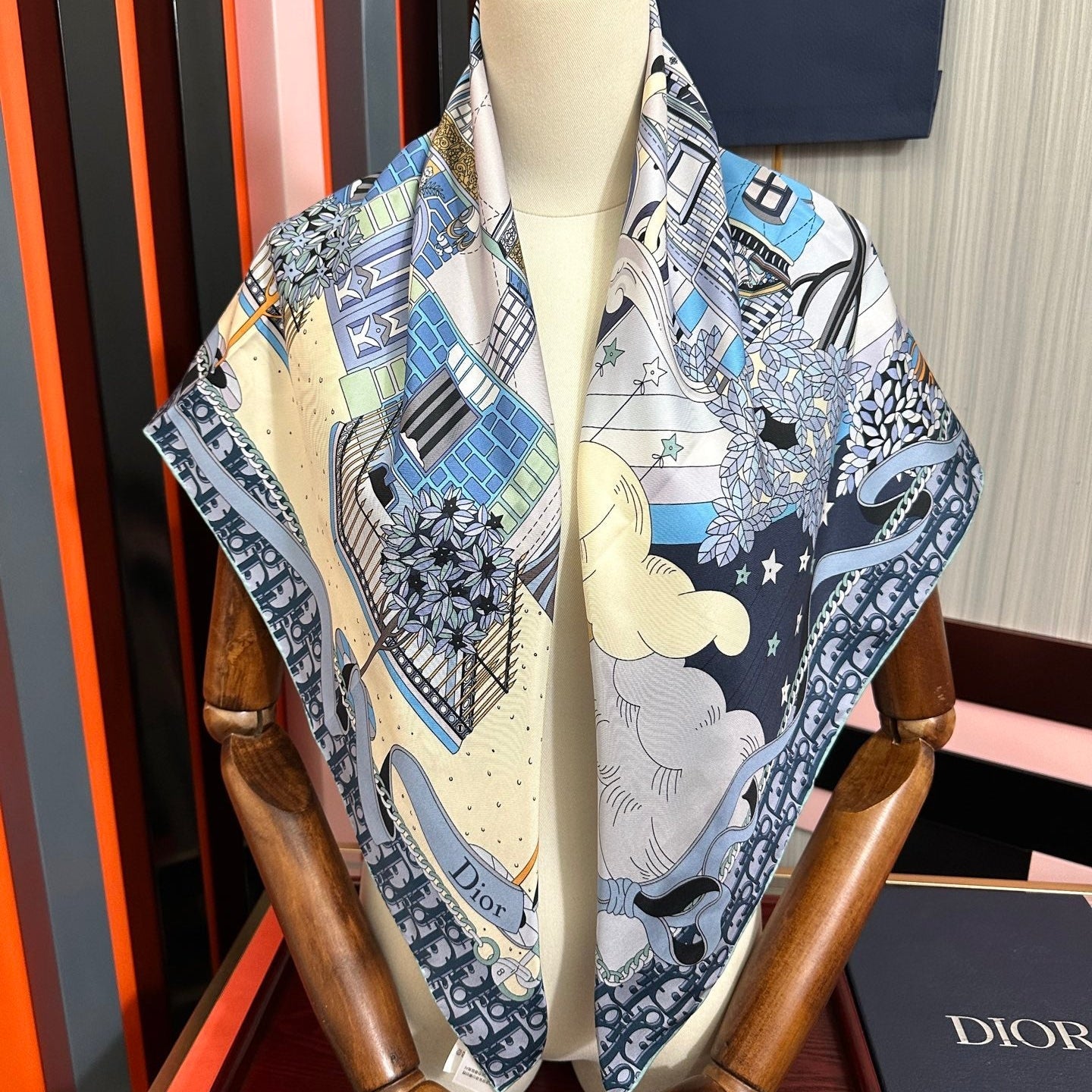 DIOR 26S  SCARF 90CM IN SILK 313459