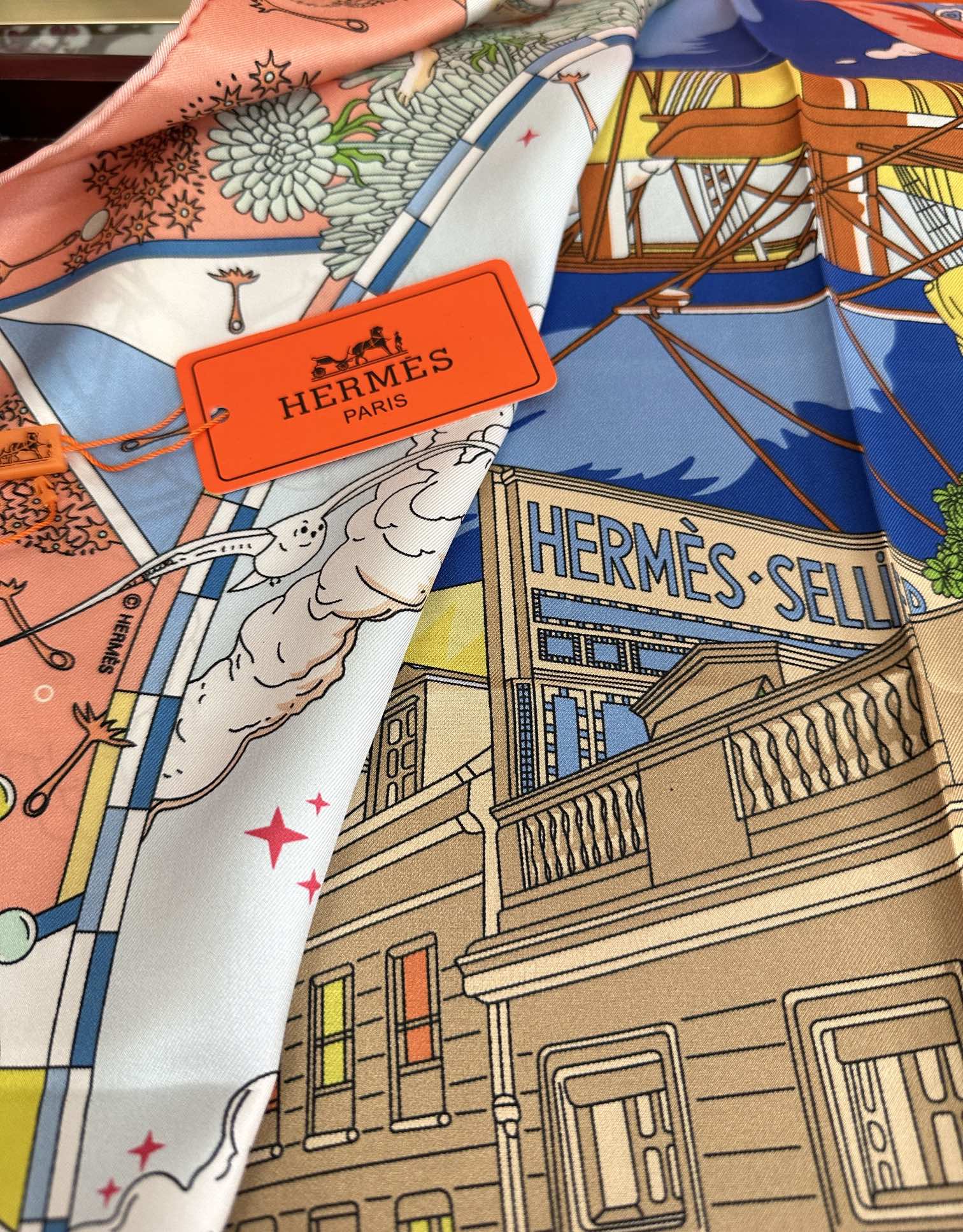 HERMES 26S PRINTED SQUARE SCARF 90 IN SILK 312024