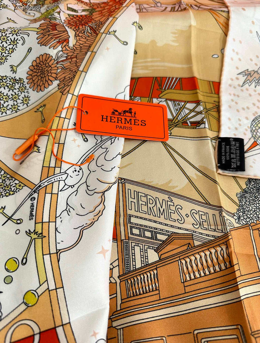 HERMES 26S PRINTED SQUARE SCARF 90 IN SILK 312025