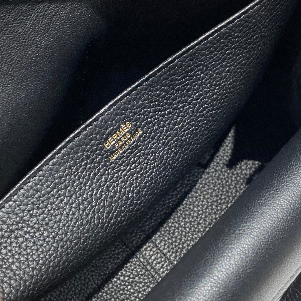 HALZAN 25 HANDLE BAG IN BLACK GRAINED CALFSKIN HARD HARDWARE