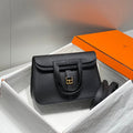 HALZAN 25 HANDLE BAG IN BLACK GRAINED CALFSKIN HARD HARDWARE