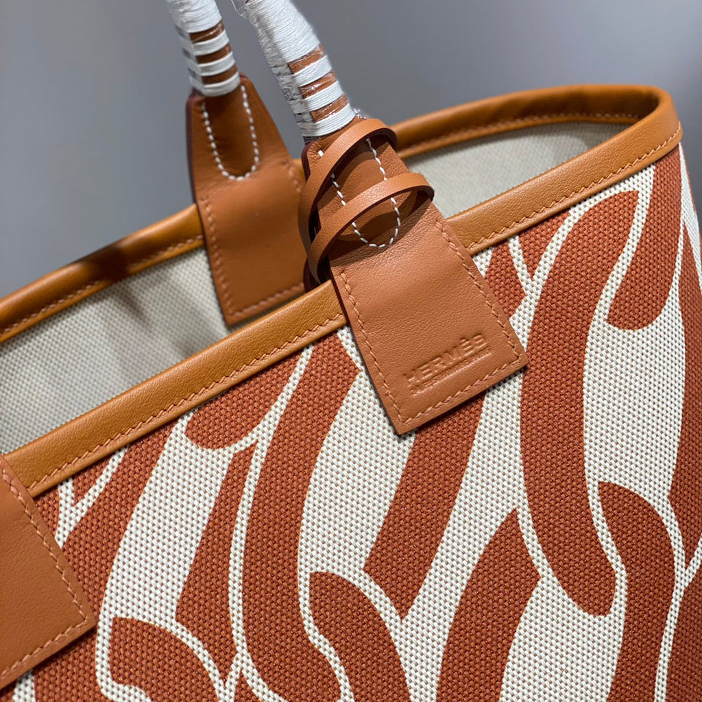 STEEPLE 28 BAG IN OFF-WHITE MIX BROWN CANVAS AND CALFSKIN