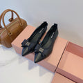 MIUMIU 26S BALLET FLATS IN BLACK CALFSKIN WITH BOW