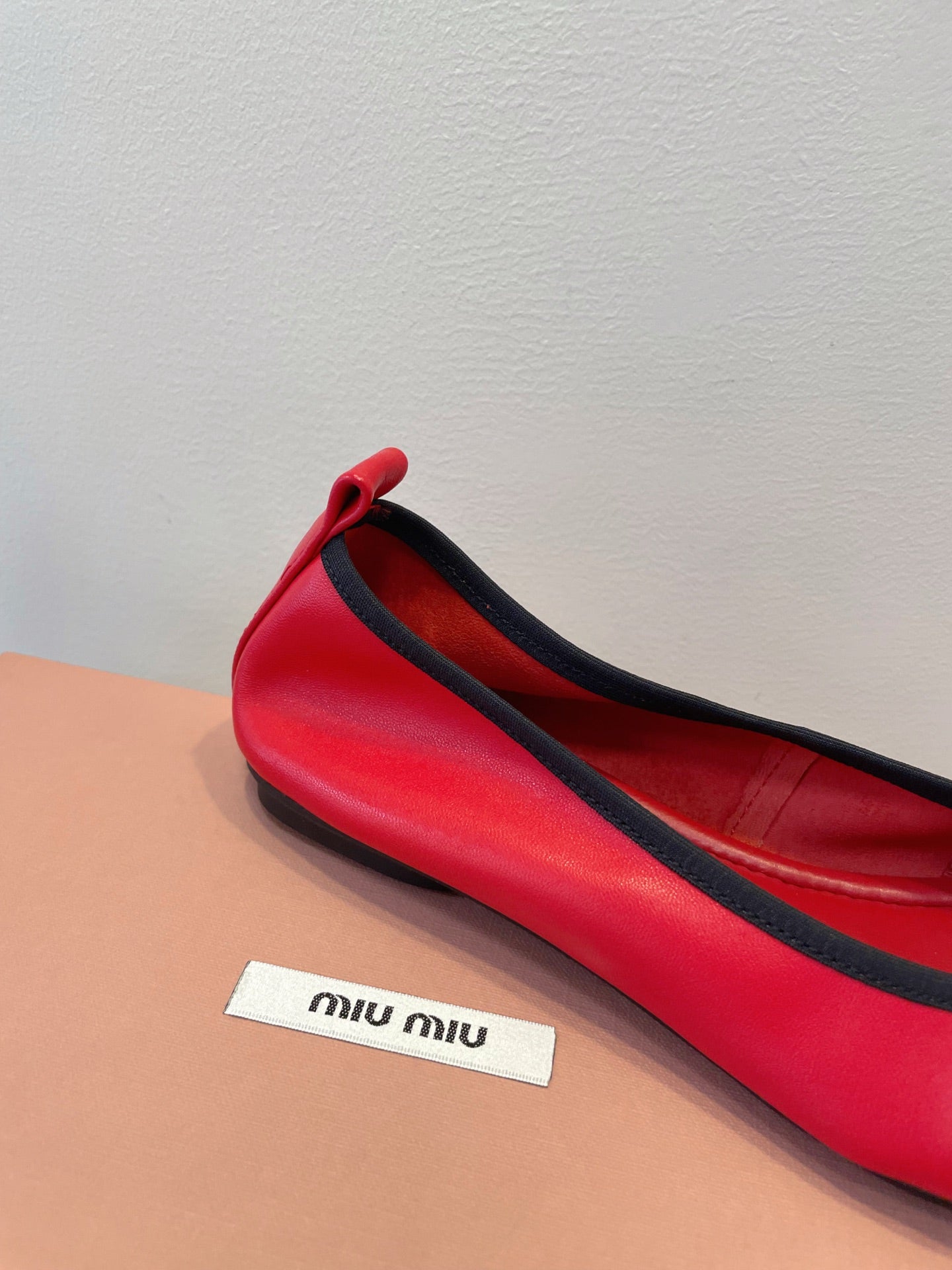 MIUMIU 26S BALLET FLATS IN RED CALFSKIN WITH BOW