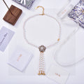 CD 26S PEARL FLORAL TASSEL NECKLACE IN GOLD TONE METAL 629122
