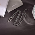 CD 26S CD LOGO CHAIN LINK PENDANT NECKLACE IN SILVER METAL 633196