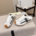 LOEWE 26S MULE SNEAKERS IN WHITE BLACK SUEDE AND NYLON