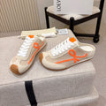 LOEWE 26S MULE SNEAKERS IN BEIGE ORANGE SUEDE AND MESH