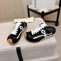 LOEWE 26S MULE SNEAKERS IN BLACK WHITE SUEDE AND NYLON
