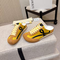 LOEWE 26S MULE SNEAKERS IN YELLOW AND TAN BROWN SUEDE AND NYLON