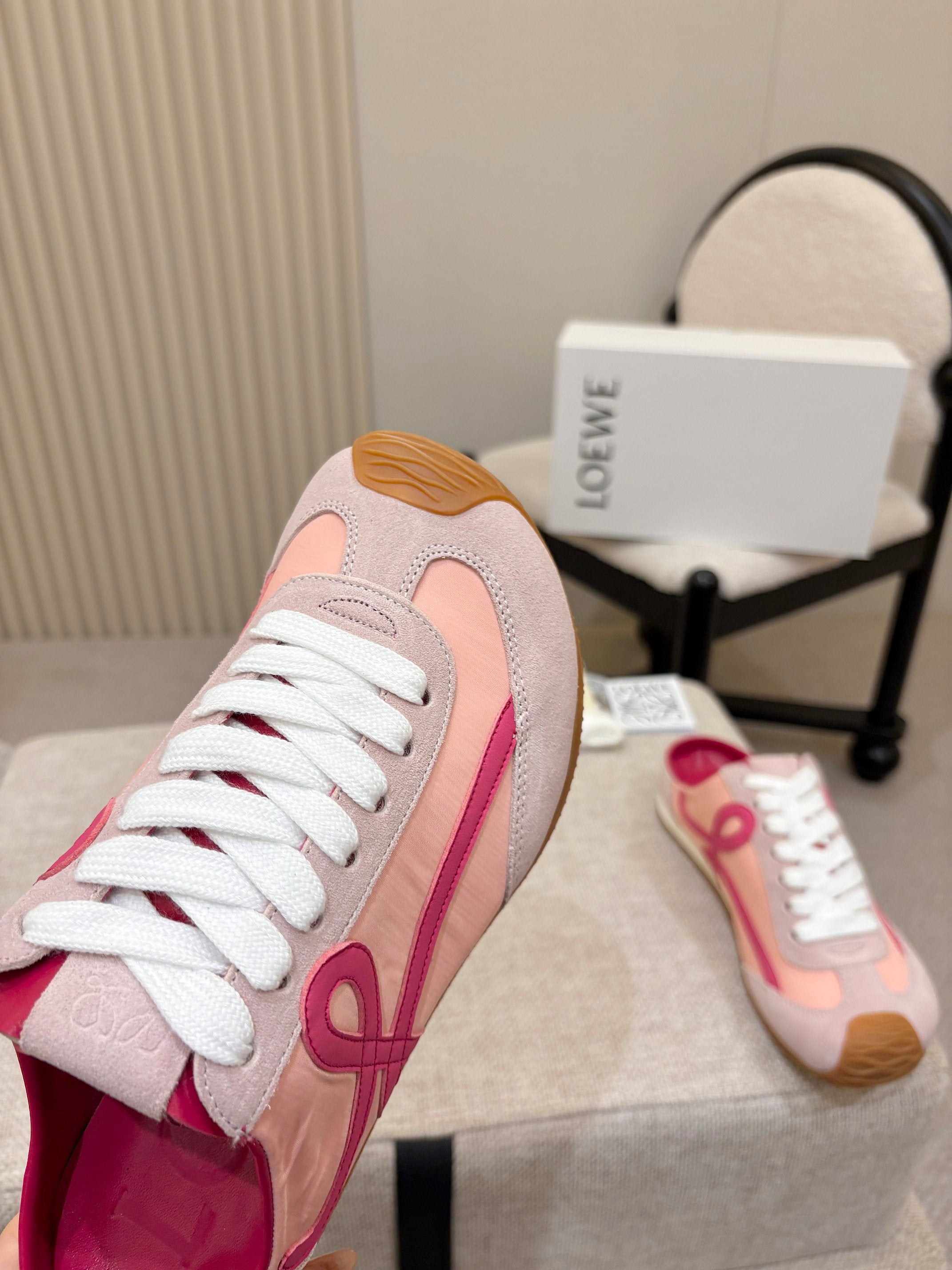 LOEWE 26S MULE SNEAKERS IN PINK SUEDE AND NYLON
