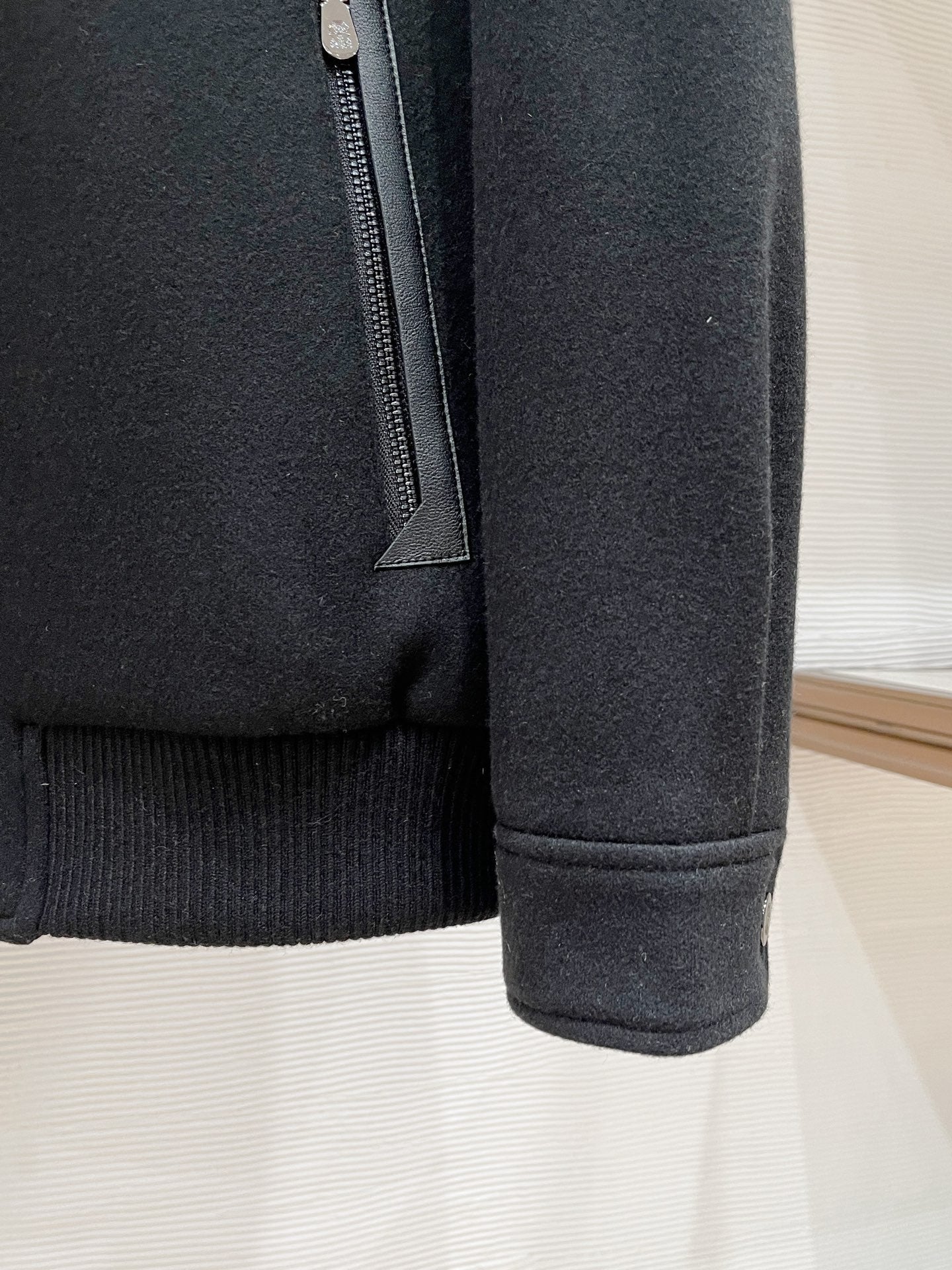 BRUNELLO CUCINELLI BLACK WOOL ZIP-FASTENING JACKET