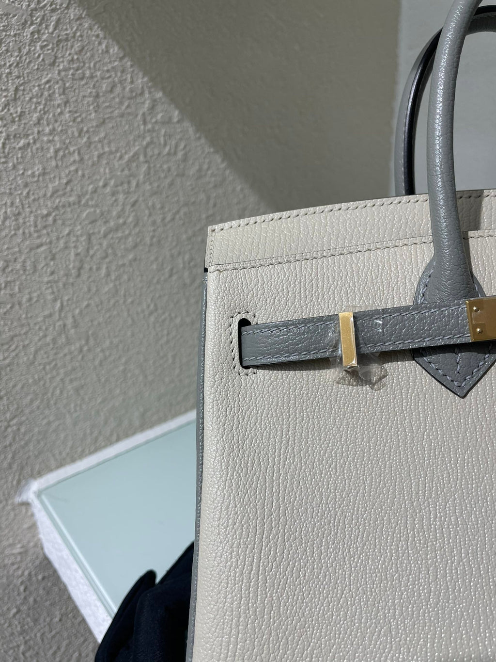 HM 25S BIRKIN 25 CM IN BEIGE GRAY LAMBSKIN WITH GOLD HARDWARE