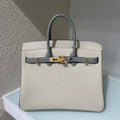 HM 25S BIRKIN 25 CM IN BEIGE GRAY LAMBSKIN WITH GOLD HARDWARE
