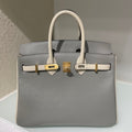 HM 25S BIRKIN 25 CM IN DARK GREY AND CREAM WHITE WITH GOLD HARDWARE