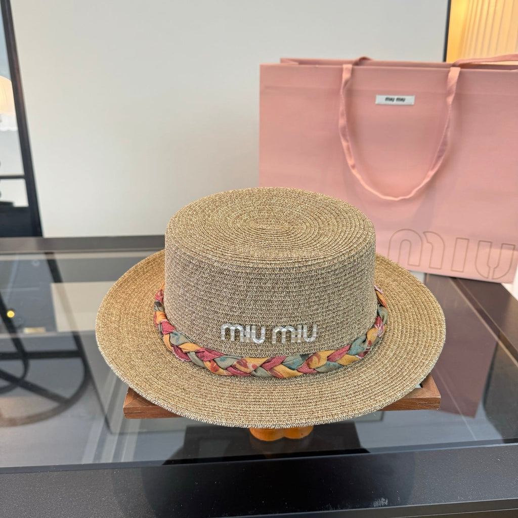 MIUMIU 26S BOATER STRAW HAT 342171