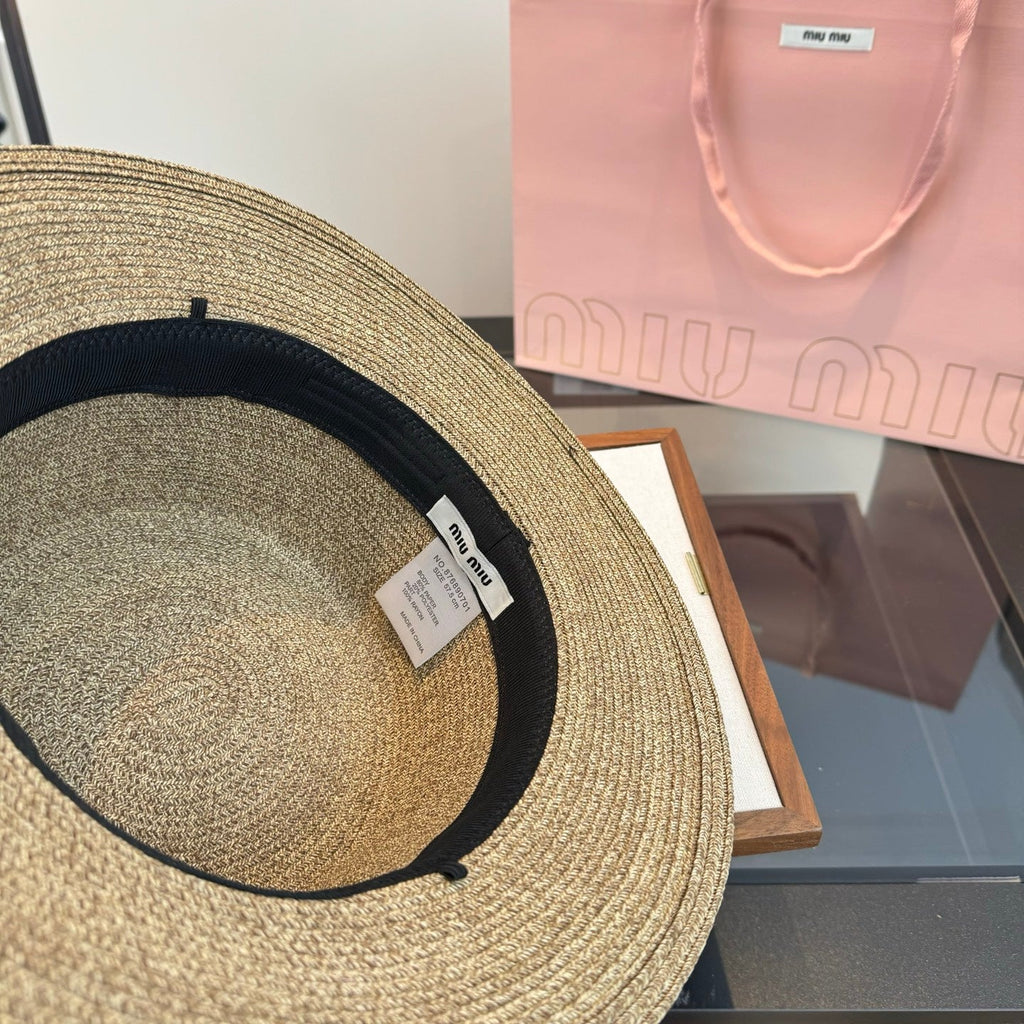 MIUMIU 26S BOATER STRAW HAT 342171