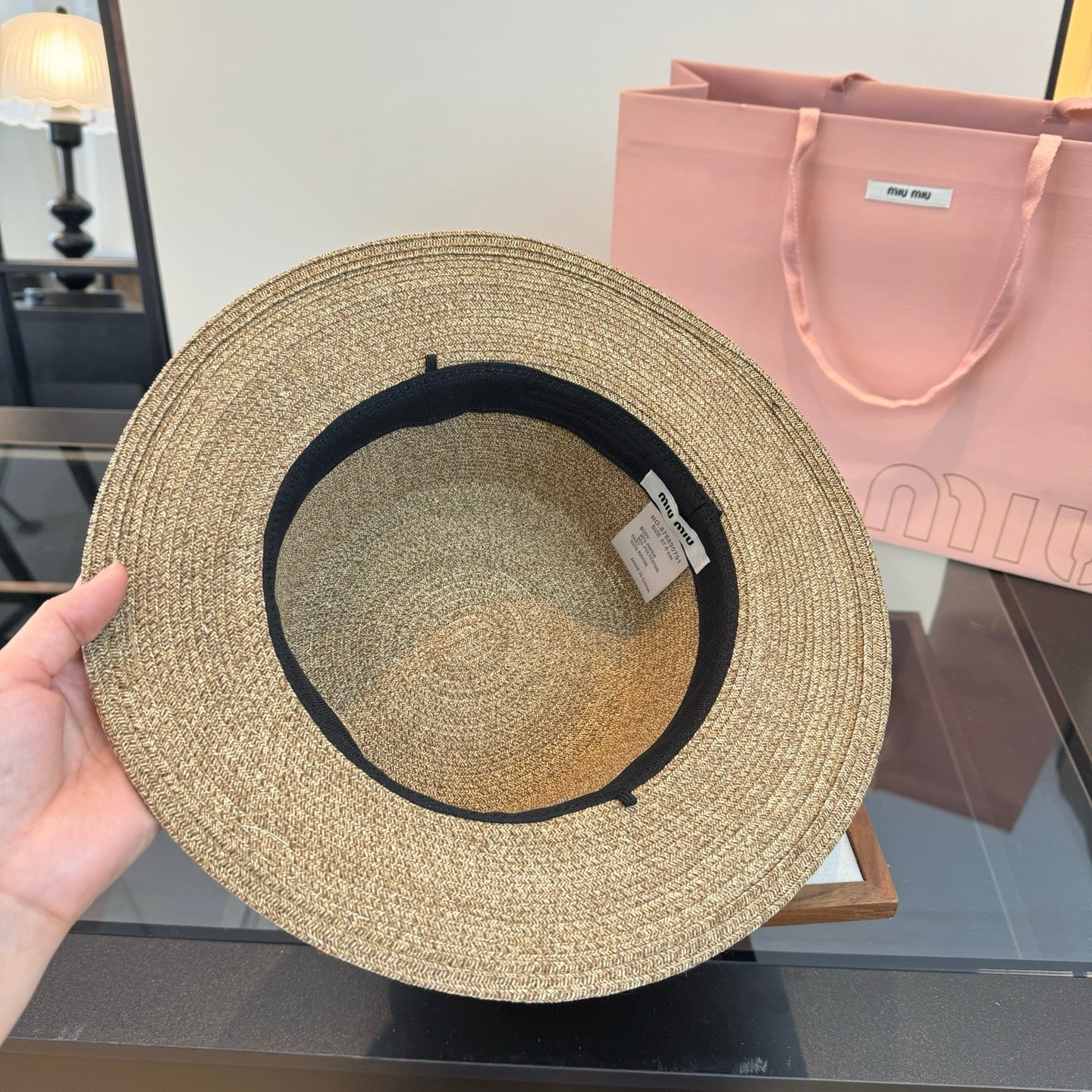MIUMIU 26S BOATER STRAW HAT 342171