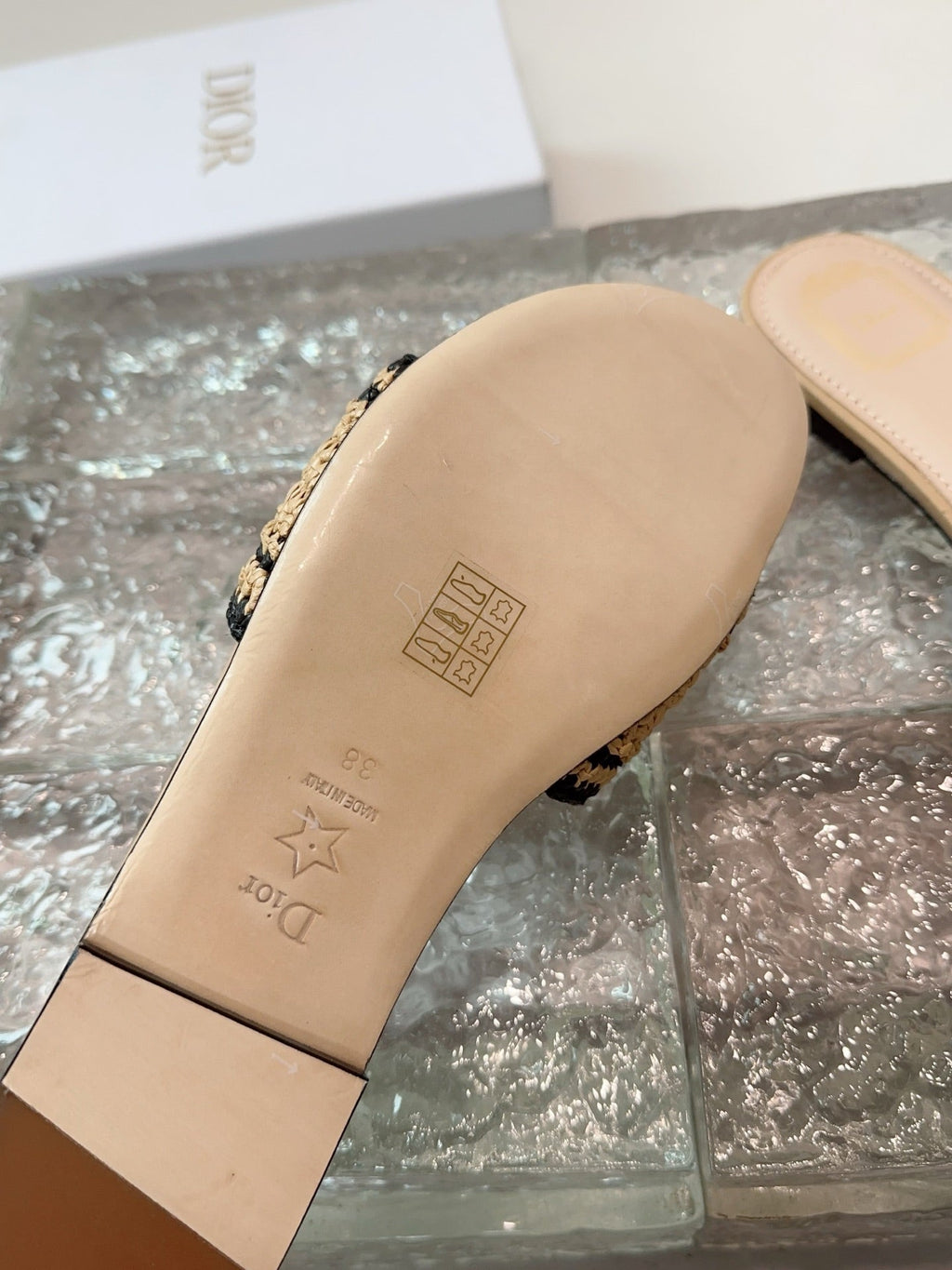 DIOR 26S WOVEN-STRAP SANDALS IN BEIGE CALFSKIN