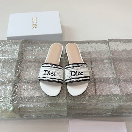 DIOR 26S WOVEN-STRAP SANDALS IN WHITE CALFSKIN